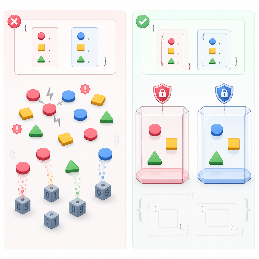 C++ enum and enum class explained for beginners: scoping and type-safety visual comparison