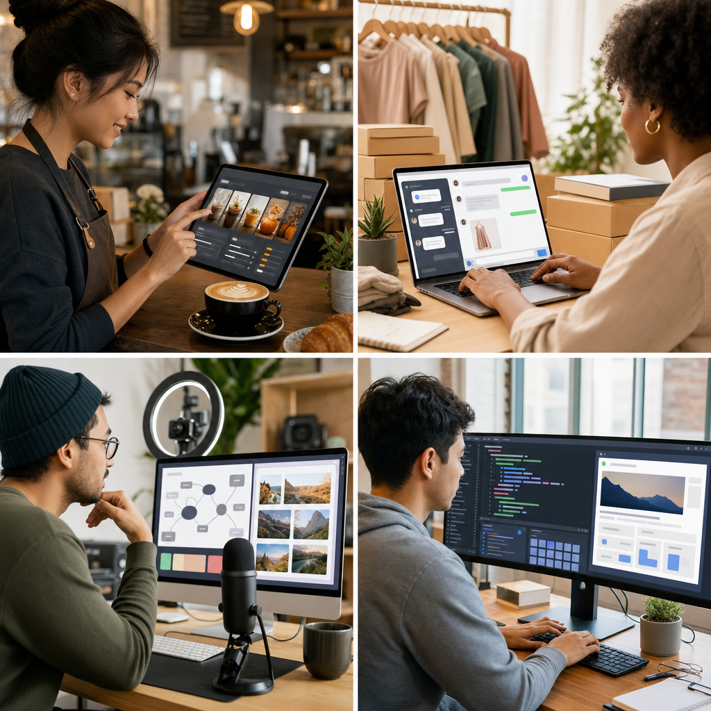 Generative AI for small businesses: café, boutique, blogger, and startup using AI for content and support