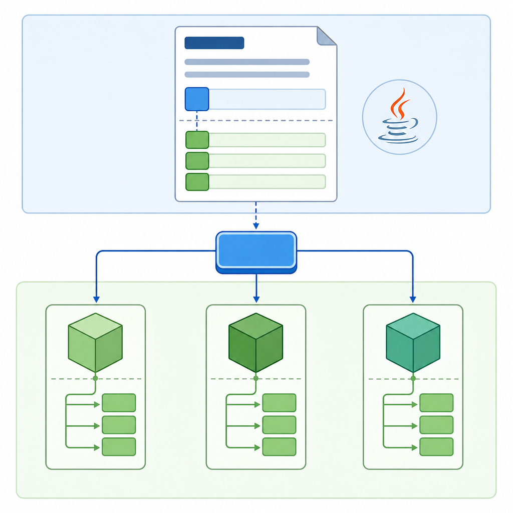Diagram of Java static field shared by all objects versus separate instance fields