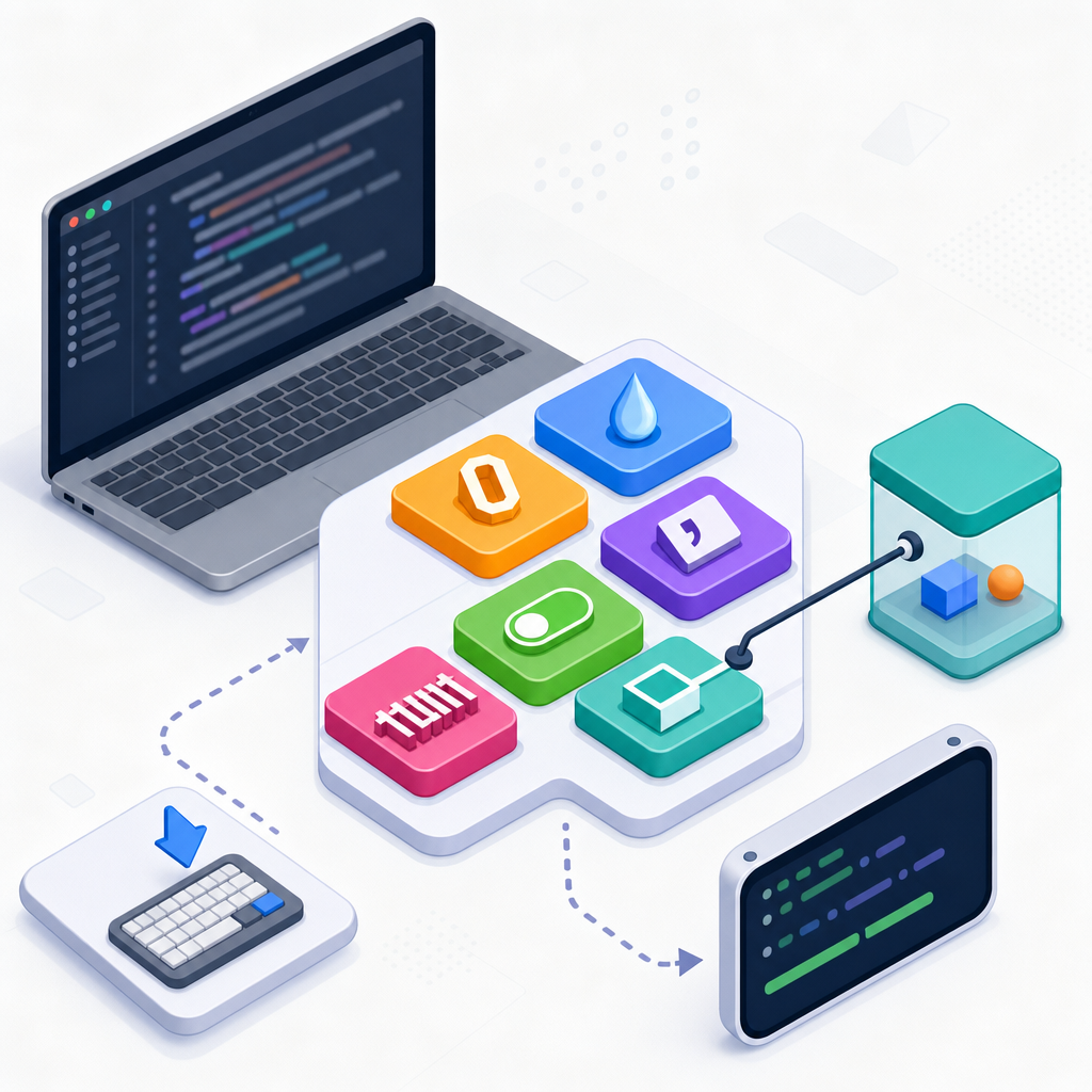 Beginner-friendly visual of Java variables and data types with icons for primitives and references for beginners