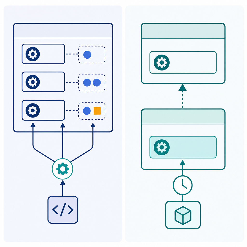 Side-by-side diagram showing the difference between method overloading and method overriding in Java