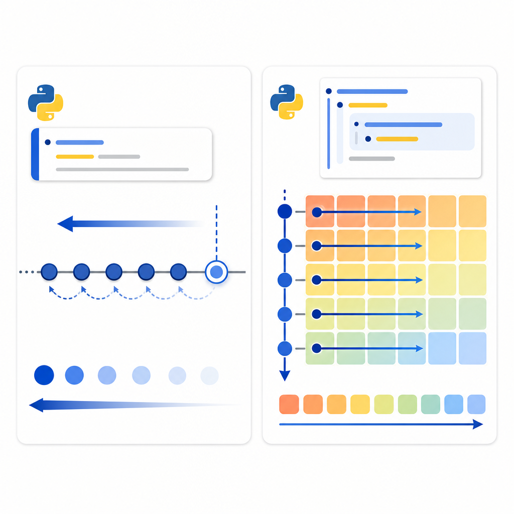 Python for loop with range examples: reverse counting and nested loop grid traversal