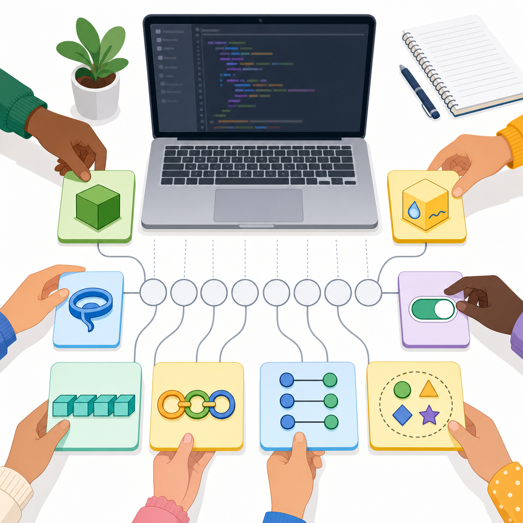 Illustration of Python variables and data types with examples: int, float, string, bool, list, tuple, dict, set