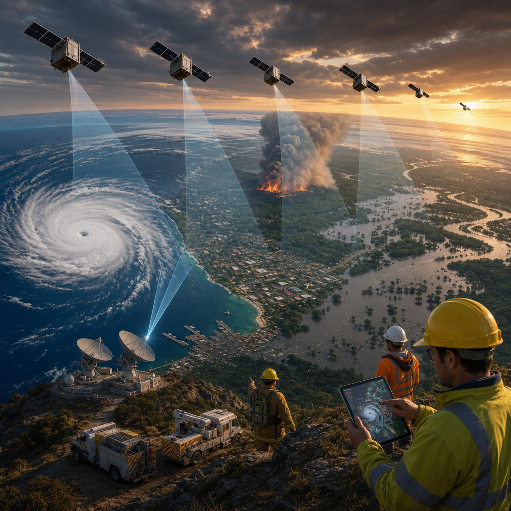 Small satellite constellations for Earth observation and disaster response over hurricane, wildfire, and flooded river