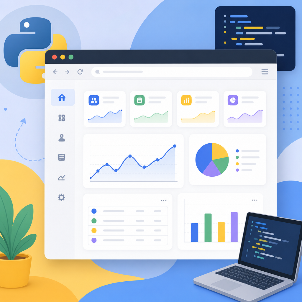Minimalist web app dashboard interface powered by Python backend in browser