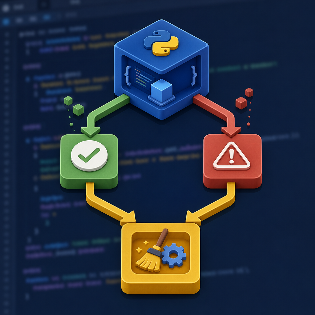 Flow of Python try except finally with examples: normal path, exception path, and cleanup step for beginners