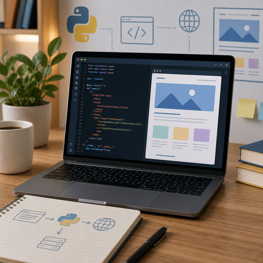Python code editor displaying beginner web development code in a clean workspace